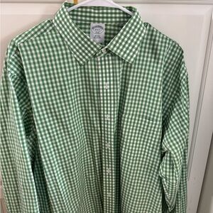 Green Checkered Brooks Brothers Men's Shirt 18 6/7